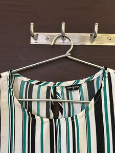 A Multi-coloured striped top.