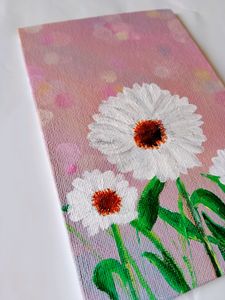 DAISY FLOWER Painting Canvas board (HANDMADE)