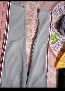 Stylish Grey Jeans with Side Stripe