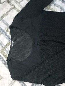 Black Sheer Long Sleeve Top
