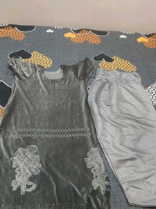 Grey Velvet Kurta Set