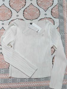 Textured Square Neck Top