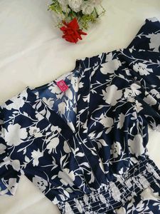 Brand New Floral Mini Dress Dark Blue with Slit