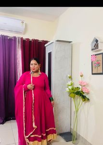 Elegant Pink Anarkali  Kurta Set