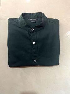 Men Olive Green Slim Fit Solid Casual Shirt