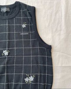 Floral Checkered Sweater Vest