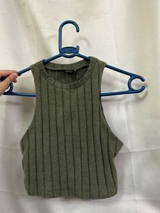 SHEIN - Green Ribbed Tank Top