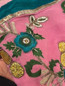 pure chiffon pink saree