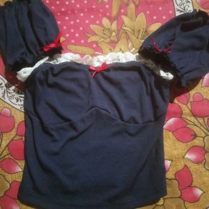 Navy Blue Bow Top