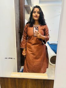 Brown Embroidered Kurta
