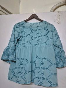 Embroidery Blue Top