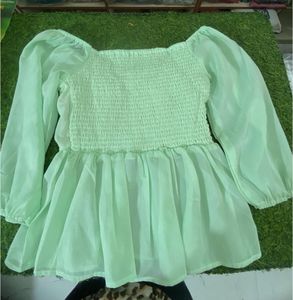 Mint Green Puff Sleeve Top