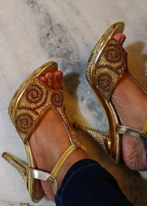 Gold Embellished bridal heels