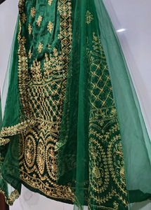 Emerald Green Embroidered Lehnga