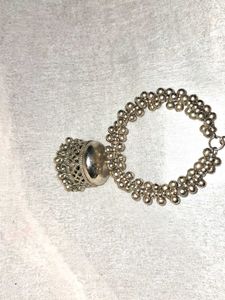 Vintage Silver Beaded Hoop Earrings