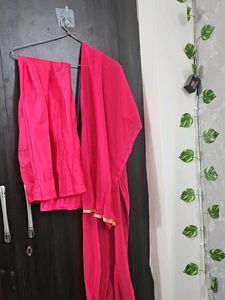 Elegant Pink &amp; Gold Anarkali Dress