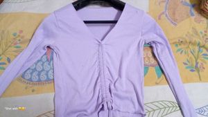 Purple Long Sleeve Crop Top