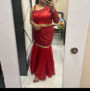 Red Sequin Lehenga Choli Set