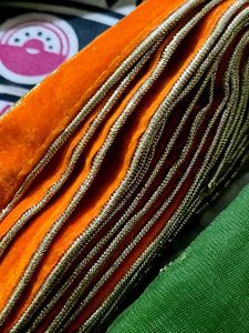 Beautiful Orange And Gold Lace 9 Meters
