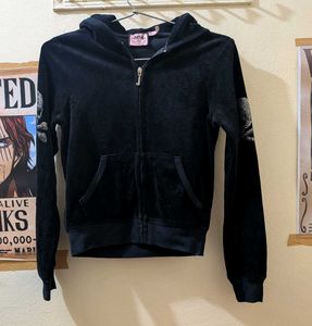 Y2K Gothic Skull Rhinestone velvet Hoodie