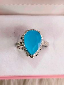 Blue Stone Ring 925 Silver Sterling