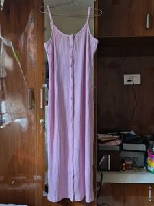 Lavender Ribbed Button-Up Dress