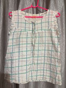 Plaid Ruffle Sleeveless Top