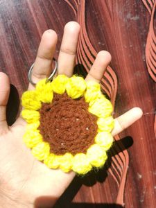Sunflower Crochet Keychain