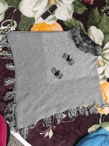 Grey Knitted Poncho