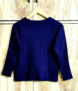 Dark Purple Colour Self Design Cardigan Size-36