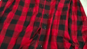 Red &amp; Black Plaid Shirt long top