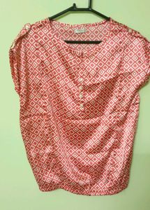 Metallic Pink And White Top