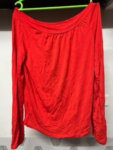 Red Long Sleeve Top Off Shoulder ❤️❤️