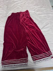 Red Velvet A Line Palazzo Set