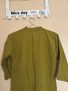 Olive Green Button-Down Kurta