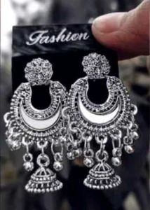 Silver Jhumka Earrings
