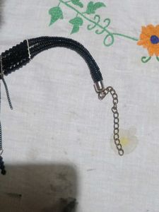 Black Beaded Fringe Necklace