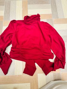 Red High Neck Top