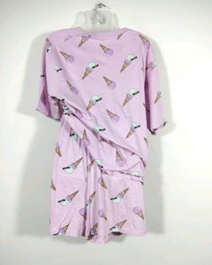 Zudio Purple Printed Top With Short Co-ord (Women)