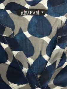 Blue Leaf Print Kurta