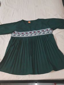 Green Embroidered Tunic Top
