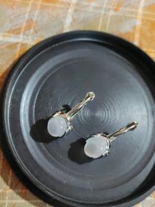 White Stoned Ring Earrings