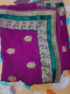Elegant Purple Embroidered Saree