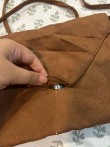 Brown Suede Sling Bag