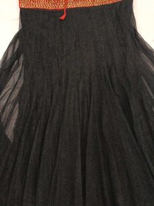 Red &amp; Black Embellished Anarkali