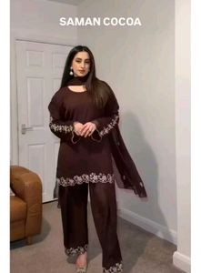 Elegant Brown Embroidered Salwar Suit