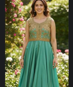 Green & Gold Ethnic Dress
