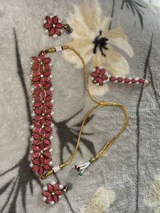 Pink Floral Jewelry Set