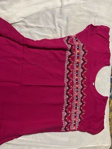 Pink Half Sleeves Kurti