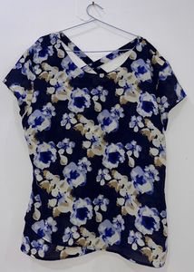 Women Casual Navy Blue Top